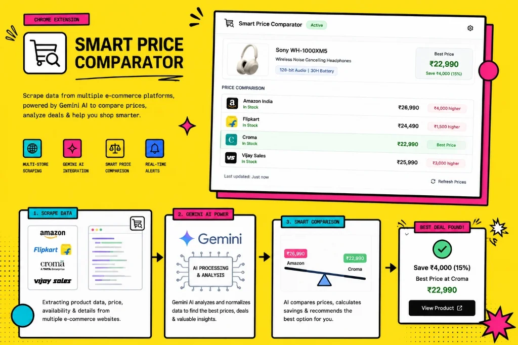 AI Price Comparator — Chrome extension using Gemini AI to compare prices across e-commerce stores