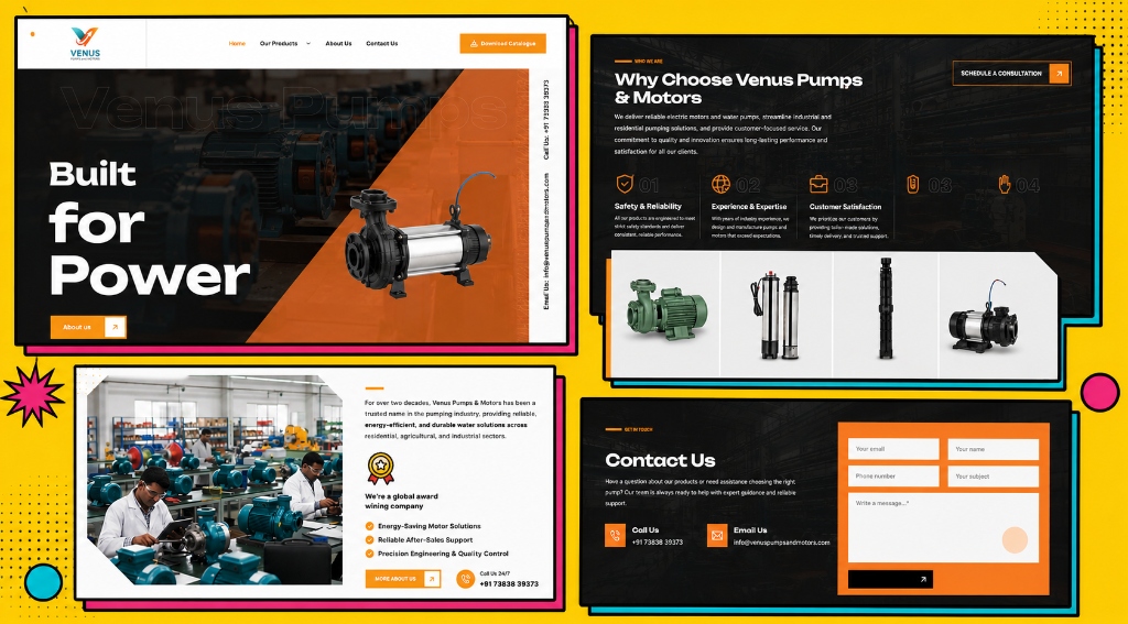 Venus Pumps & Motors — Industrial pumps and motors manufacturer website built with WordPress